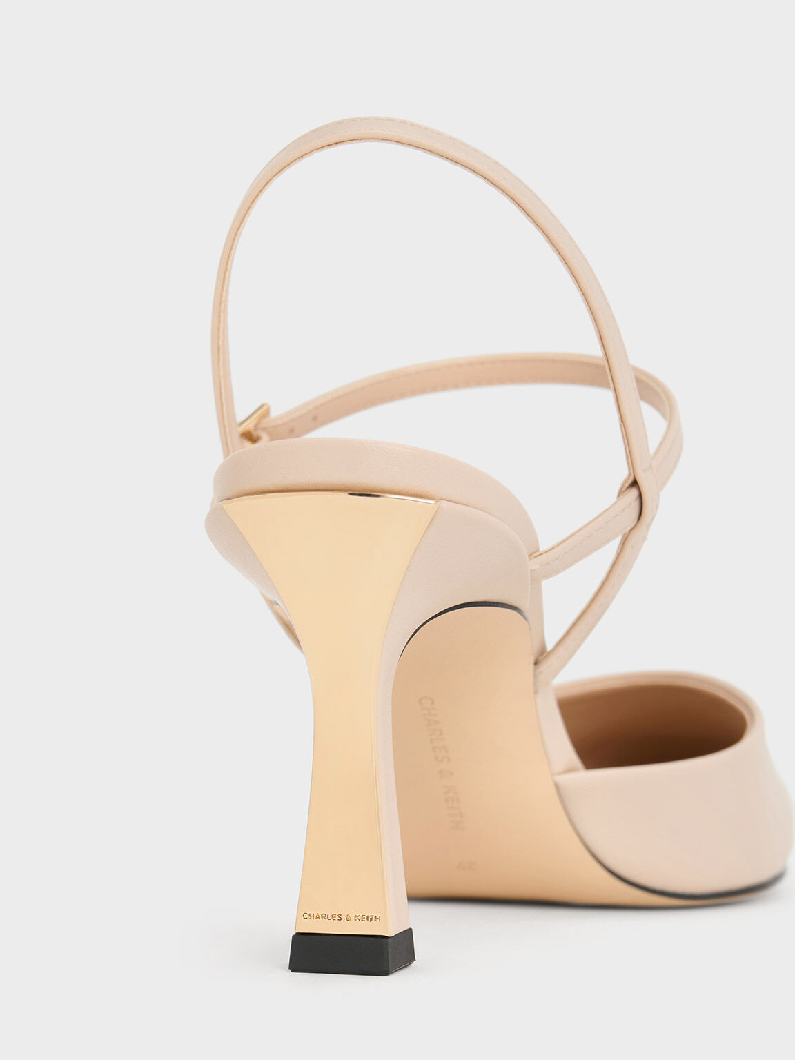 Nude Flare Heel Pointed-Toe Pumps - CHARLES & KEITH RO