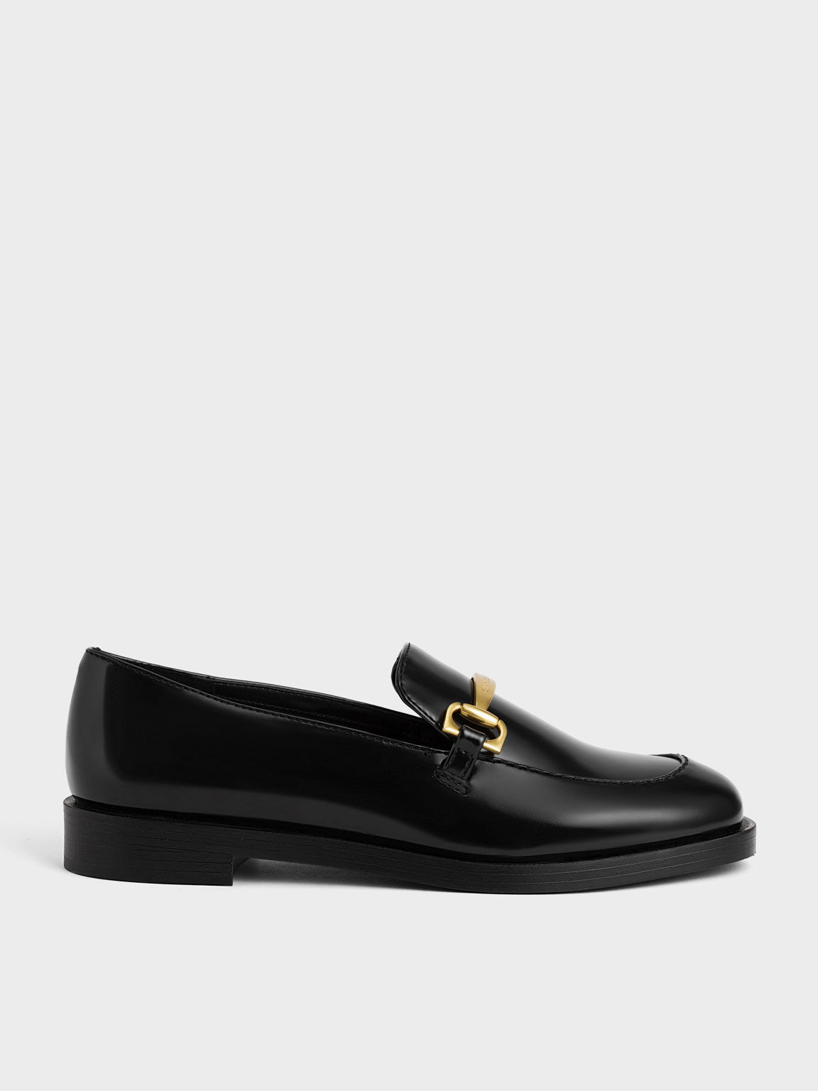 Metallic Accent Loafers - Black