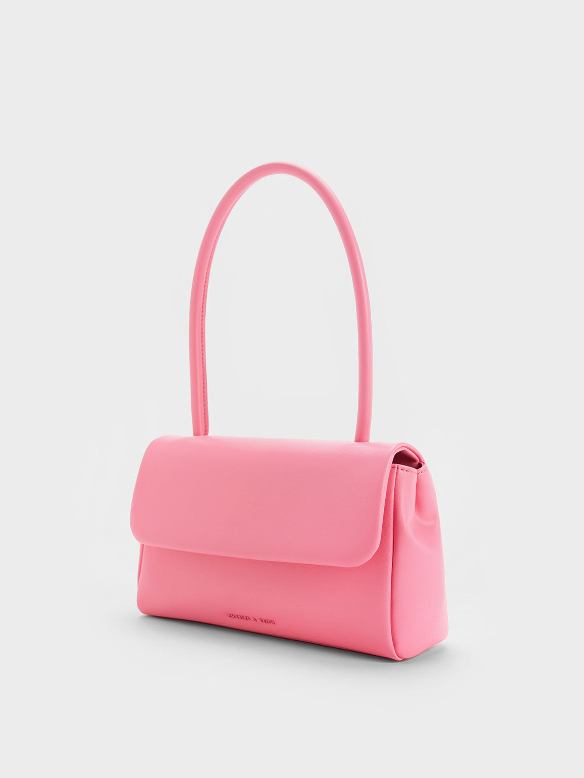 Pink Curved Handle Shoulder Bag - CHARLES & KEITH FR