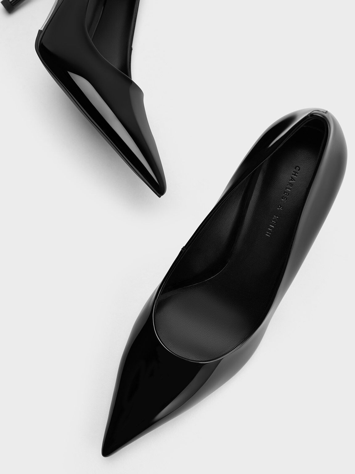 Patent Pointed-Toe Stiletto Heels, Black Patent, hi-res