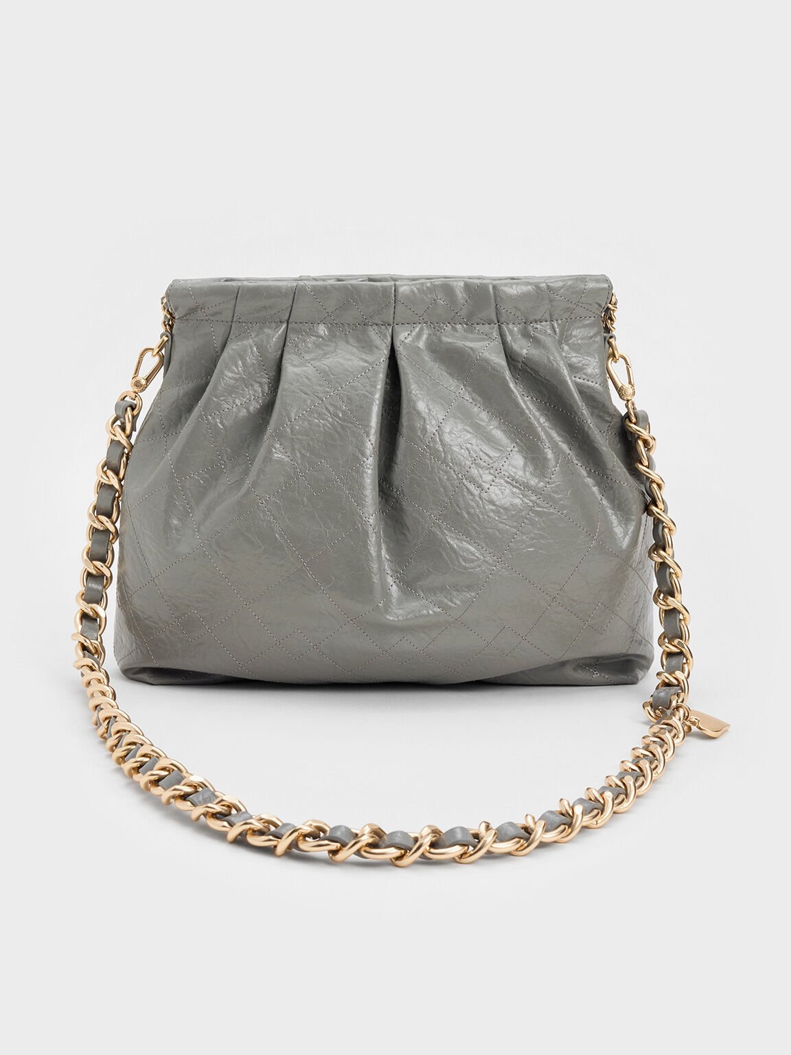 Duo Double Chain Hobo Bag, Grey, hi-res