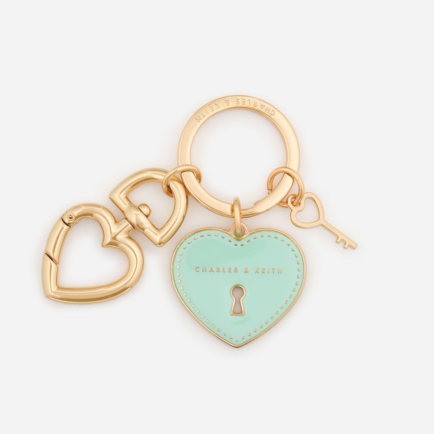 Porte-clés cadenas en forme de coeur, Turquoise, hi-res