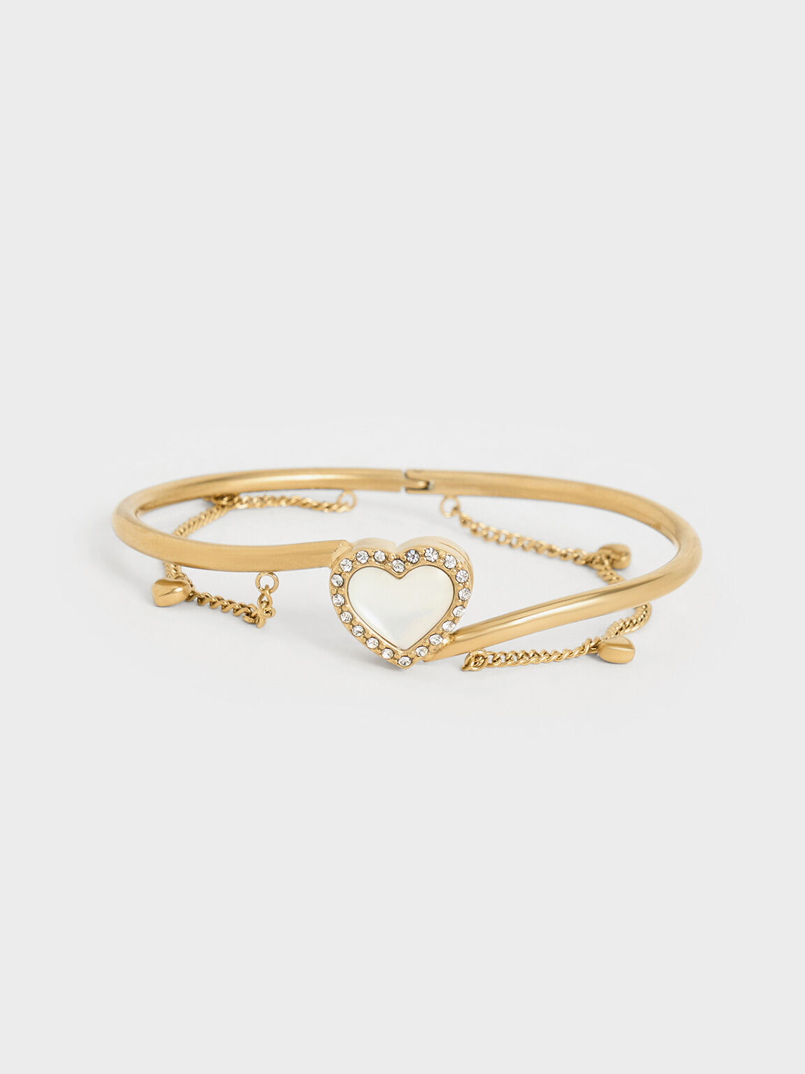 Bracelet à maillons et cristal en forme de coeur Annalise, Or brossé, hi-res