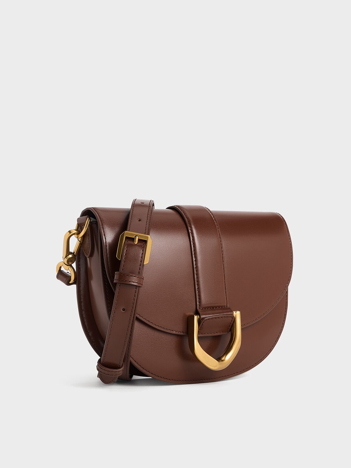 Sac Gabine en cuir, Marron Foncé, hi-res