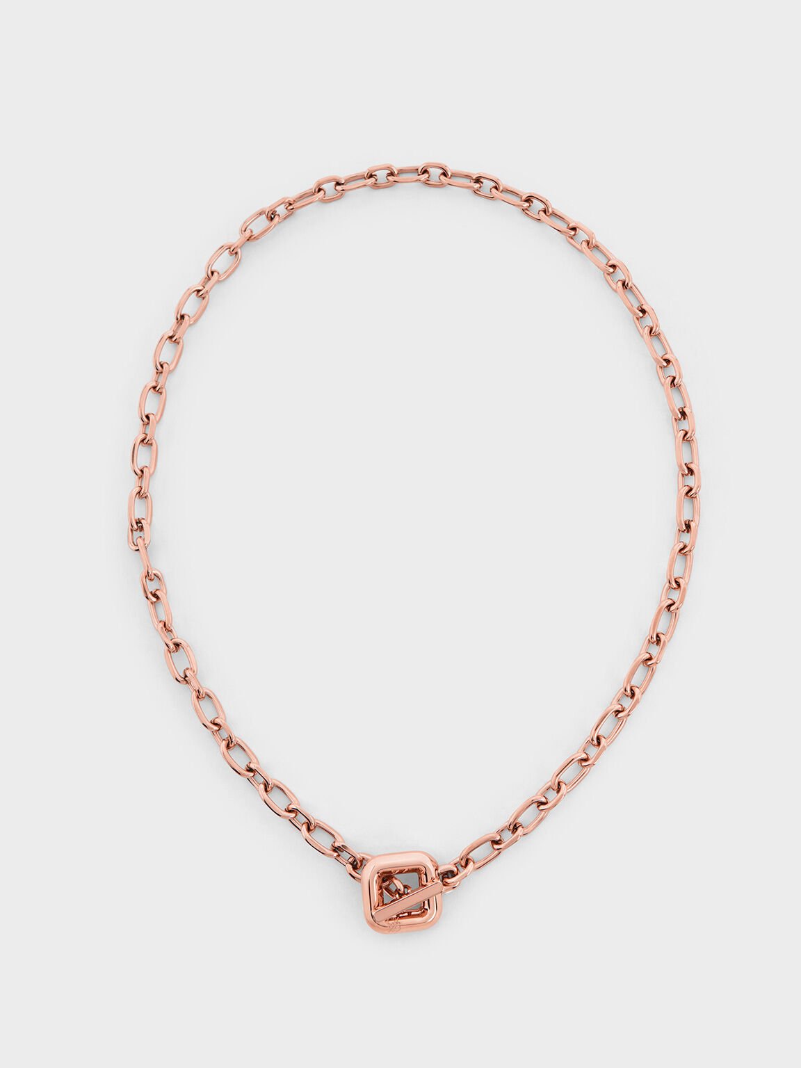 Collier chaîne à fermoir en T, Or Rose, hi-res