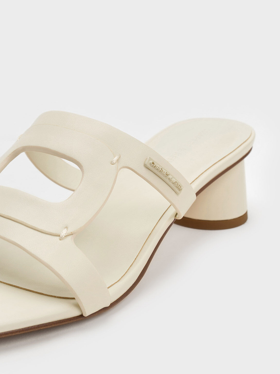 Easley Cut-Out Cylinder-Heel Mules, Chalk, hi-res