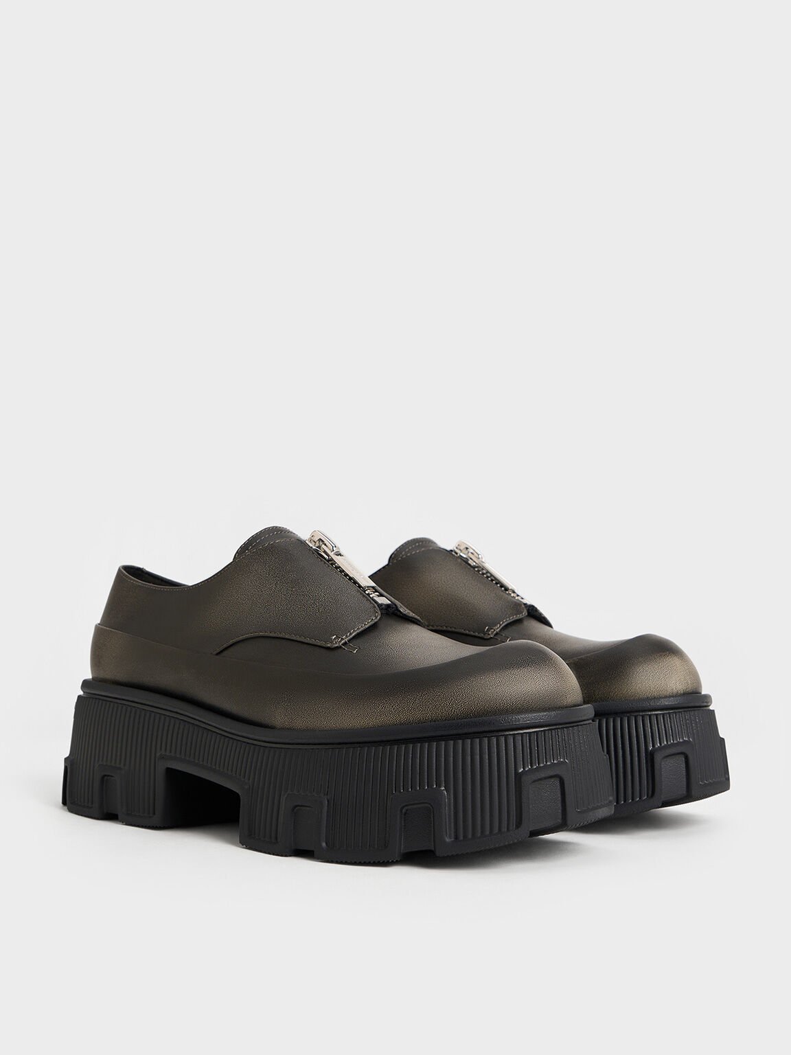 Zip-Up Platform Loafers, Multi, hi-res