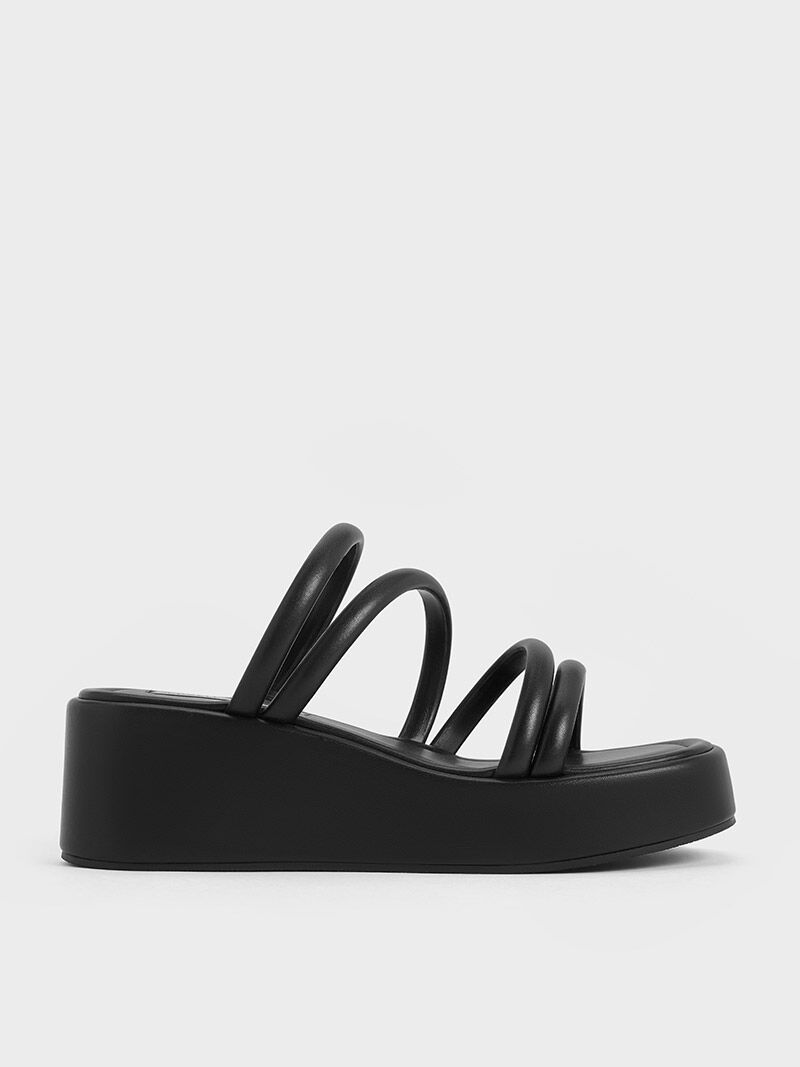 Block Heel Platform Sandals in Black | VENUS