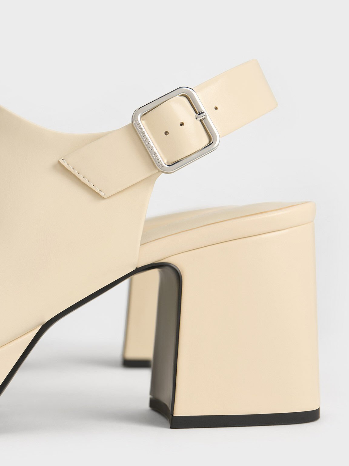 Peep-Toe Platform Sandals, Beige, hi-res