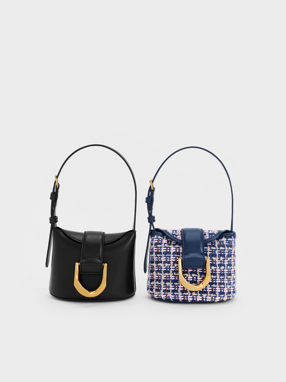 Gabine Tweed Bucket Bag, Navy, hi-res