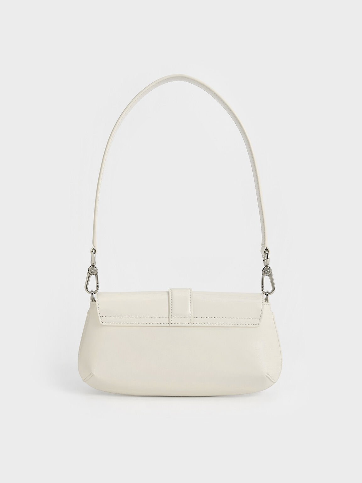 Bolso alargado Gabine de cuero, Blanco, hi-res