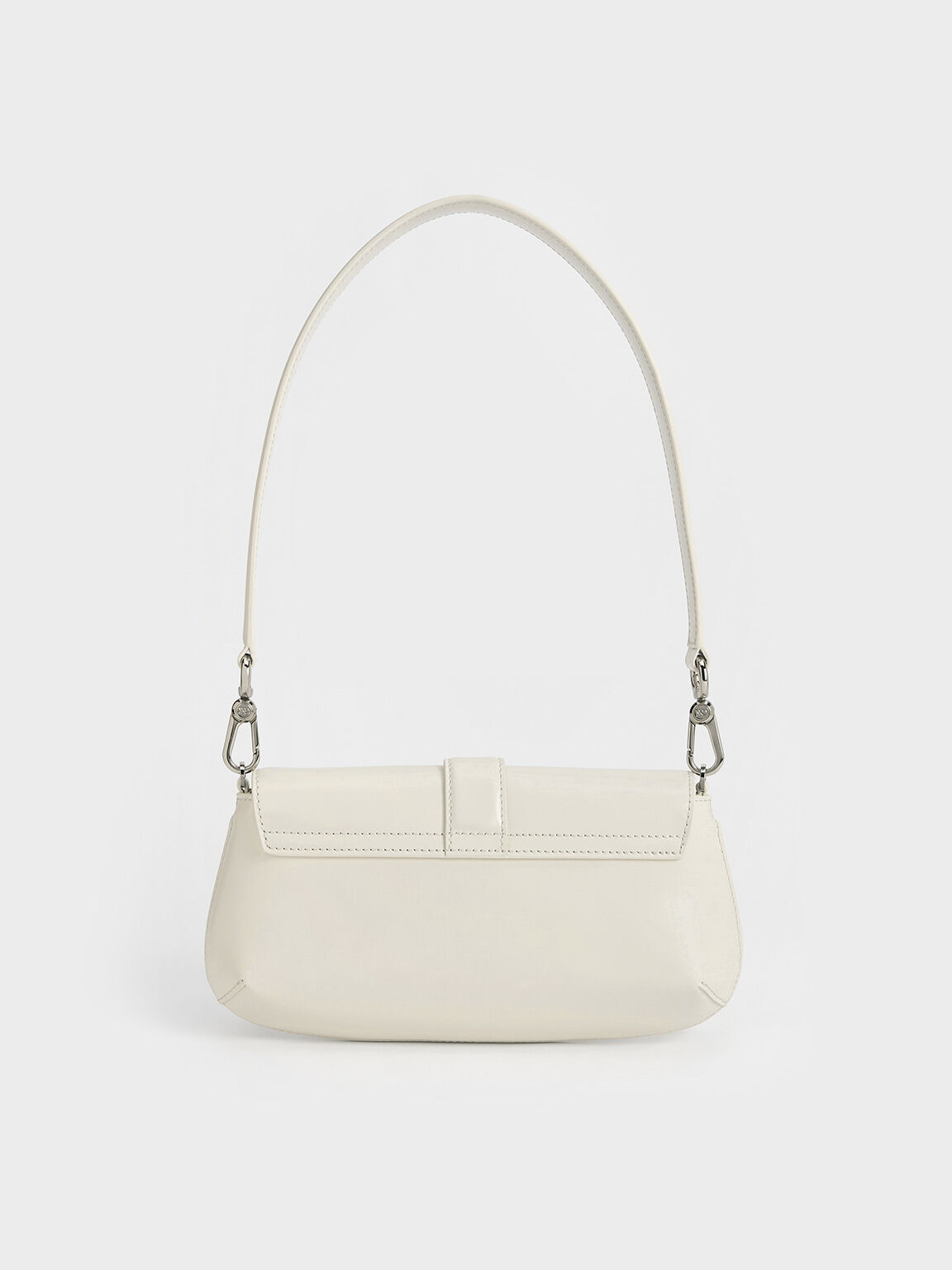 Gabine Leather Elongated Shoulder Bag, White, hi-res