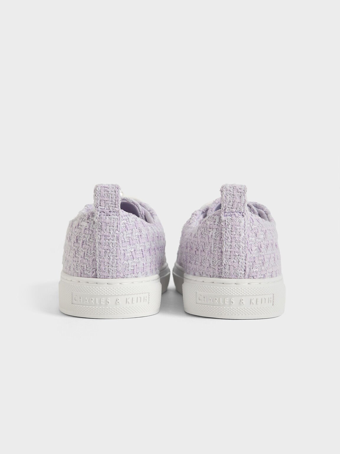 Girls' Tweed Pearl-Embellished Sneakers, Lilac, hi-res