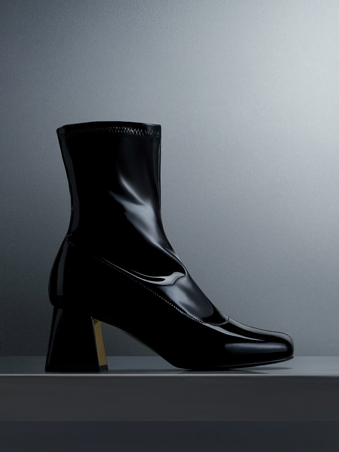 Striking Square Toe Patent Leather Block Heel Knee High Boots - Black –  Trendy & Unique