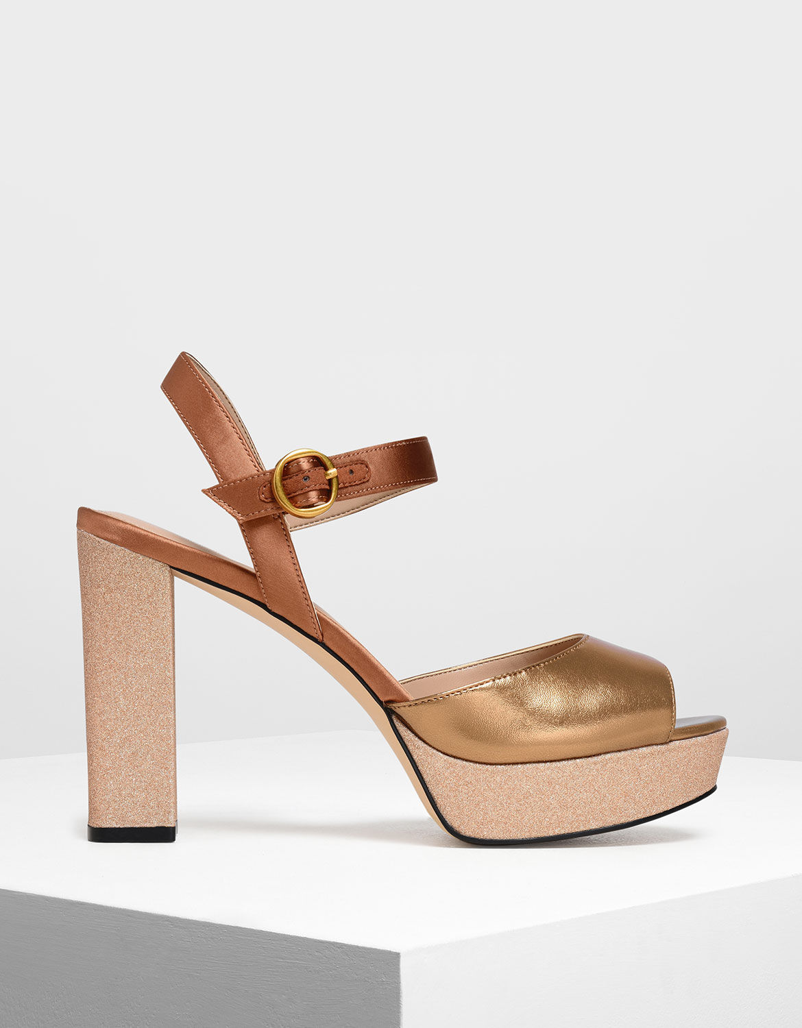 Gold Glitter Platform Heels | CHARLES 