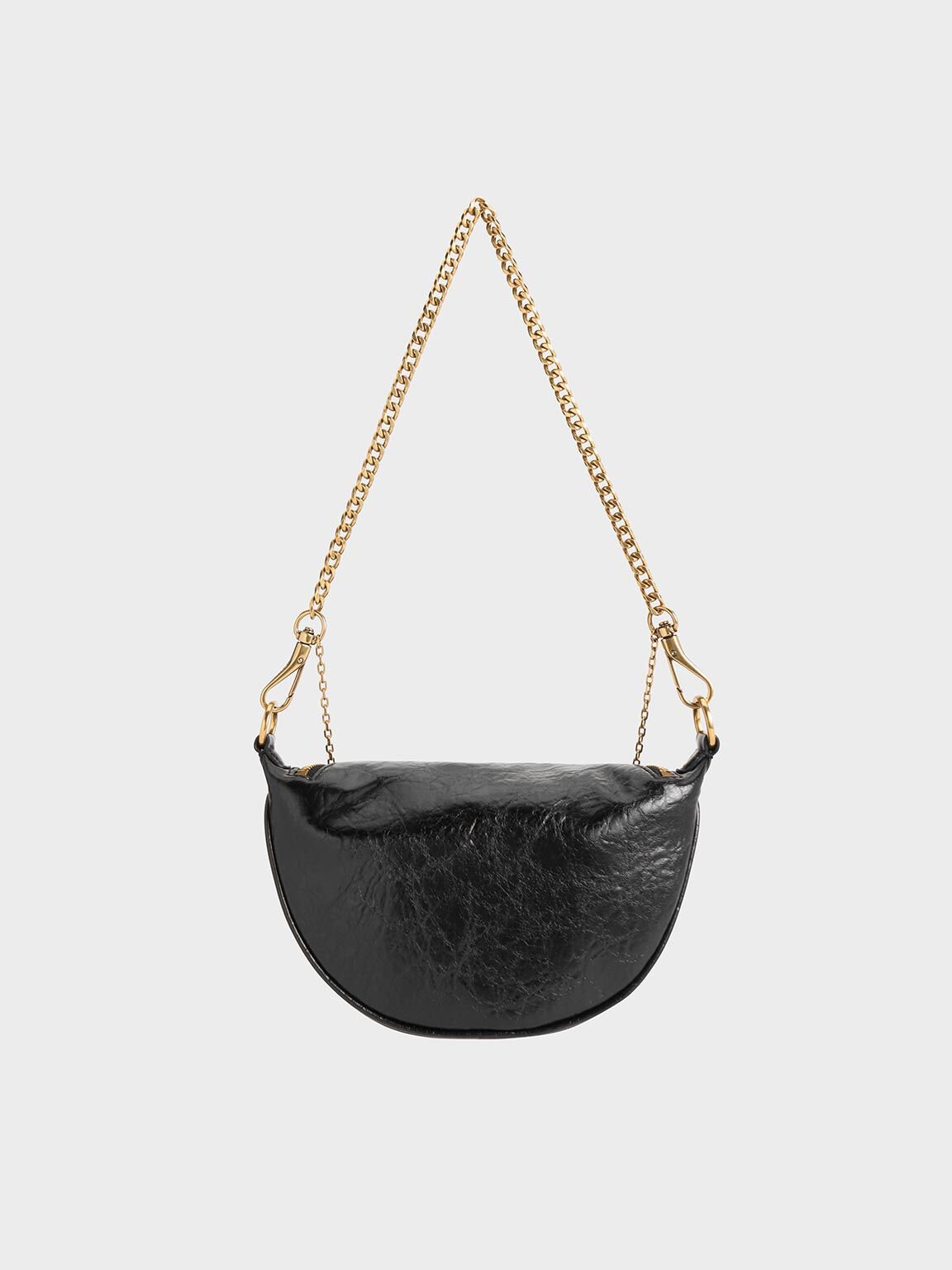 Bolso cruzado Philomena media luna, Negro, hi-res