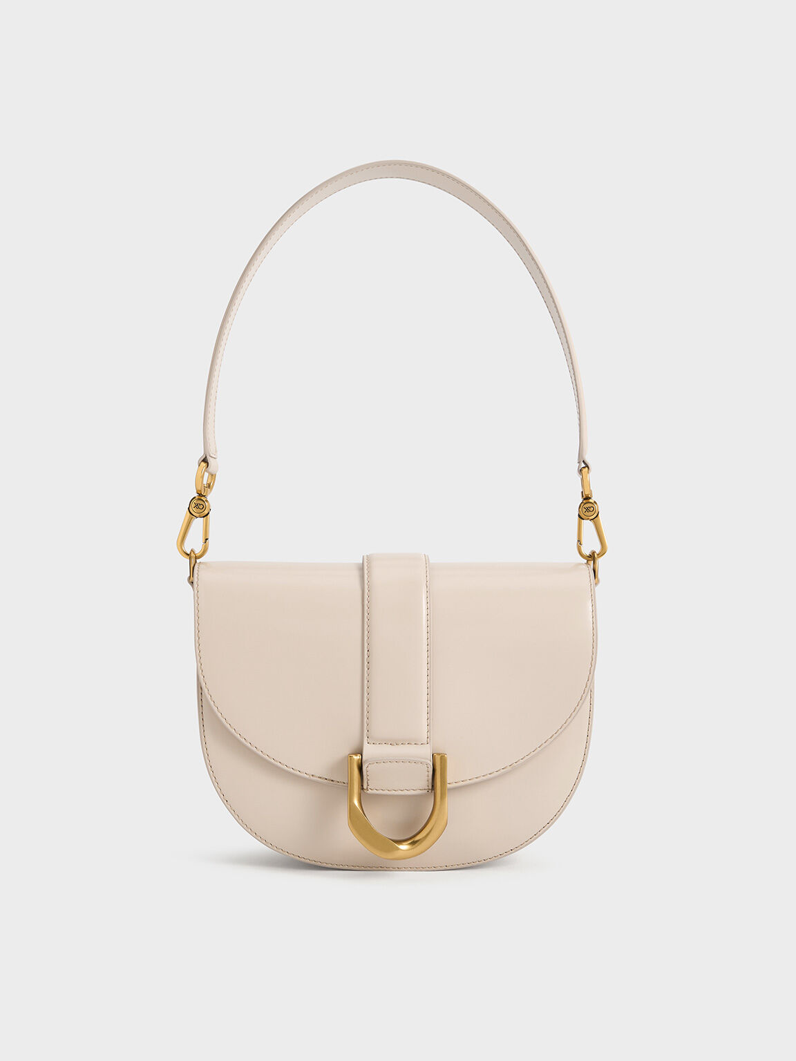 Bolso saddle Gabine de cuero, Oat, hi-res