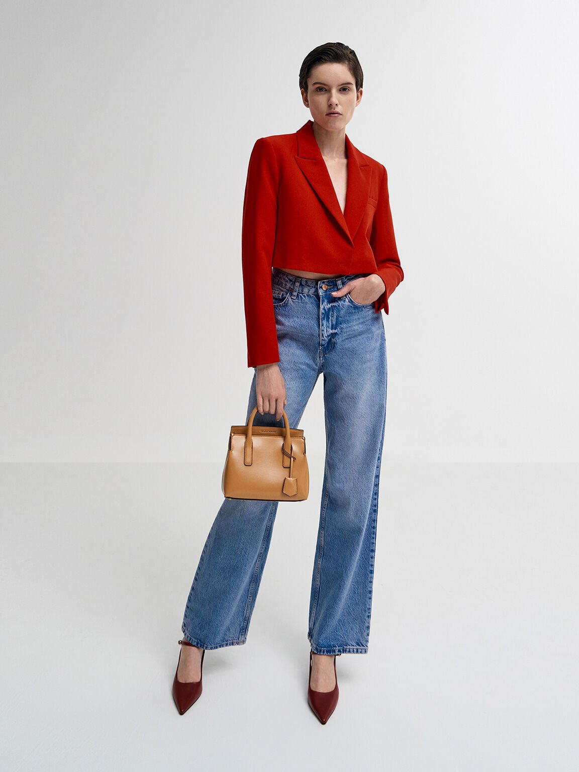 Rene Structured Top Handle Bag, Toffee, hi-res