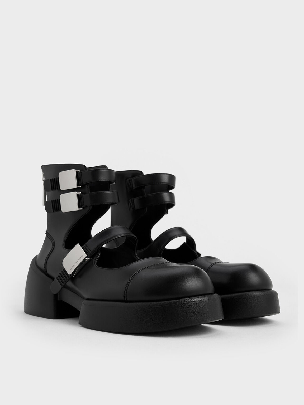 Robbie Ankle-Strap Mary Jane Boots, Black, hi-res