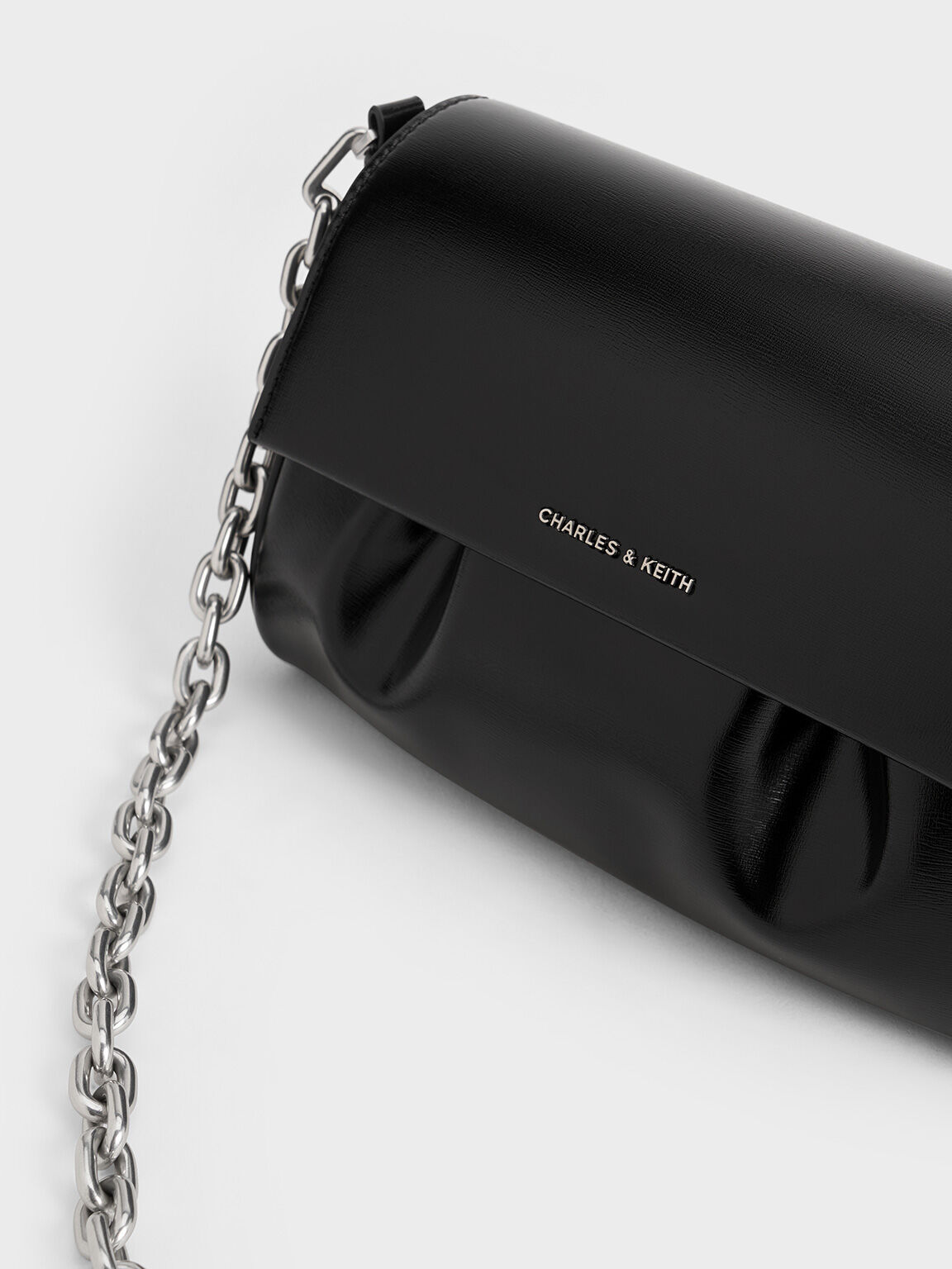 Calla Front Flap Chain-Handle Bag, Noir, hi-res
