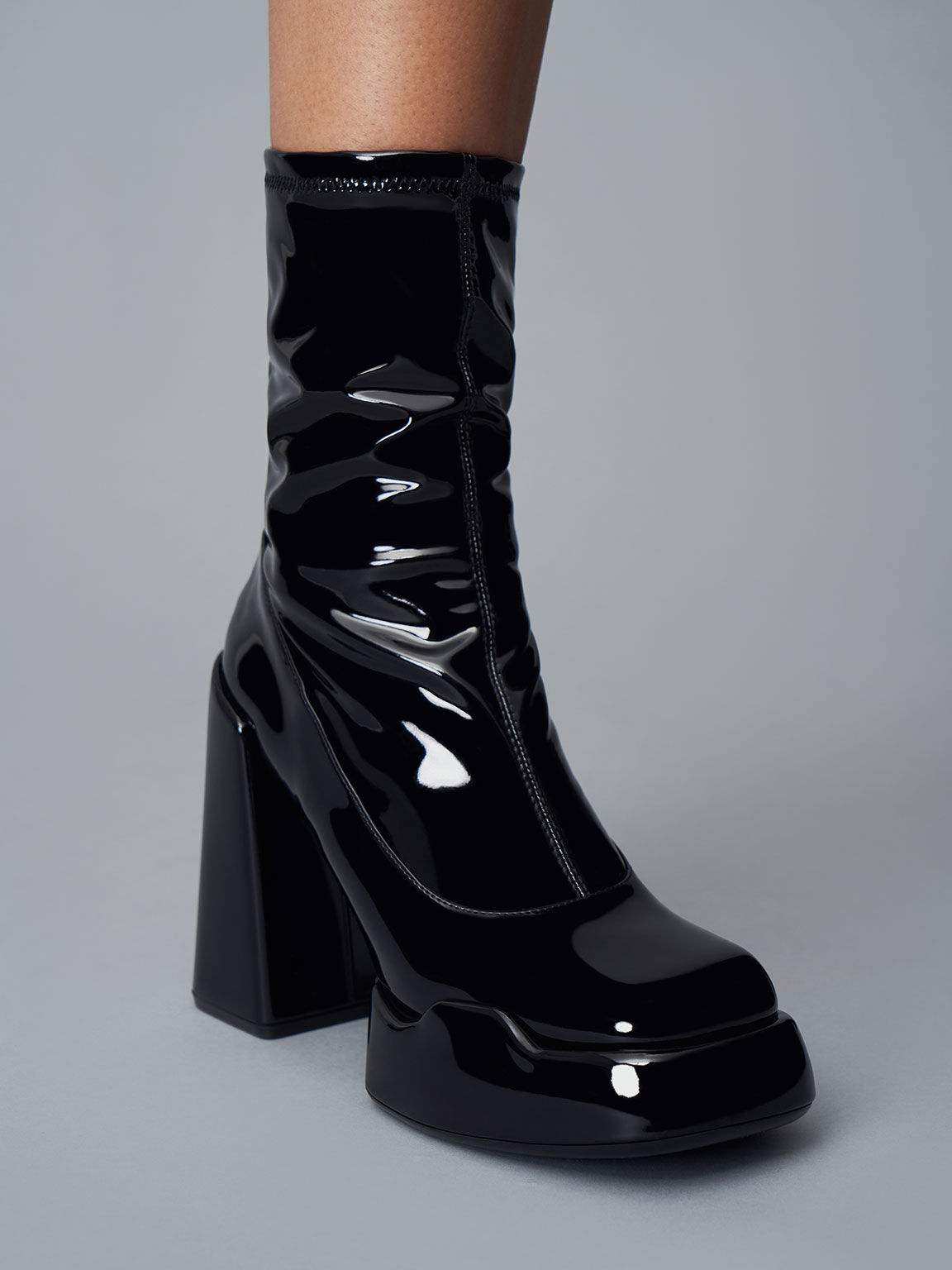 Delano Men's Black Patent Platform Heeled Boots – KOI footwear