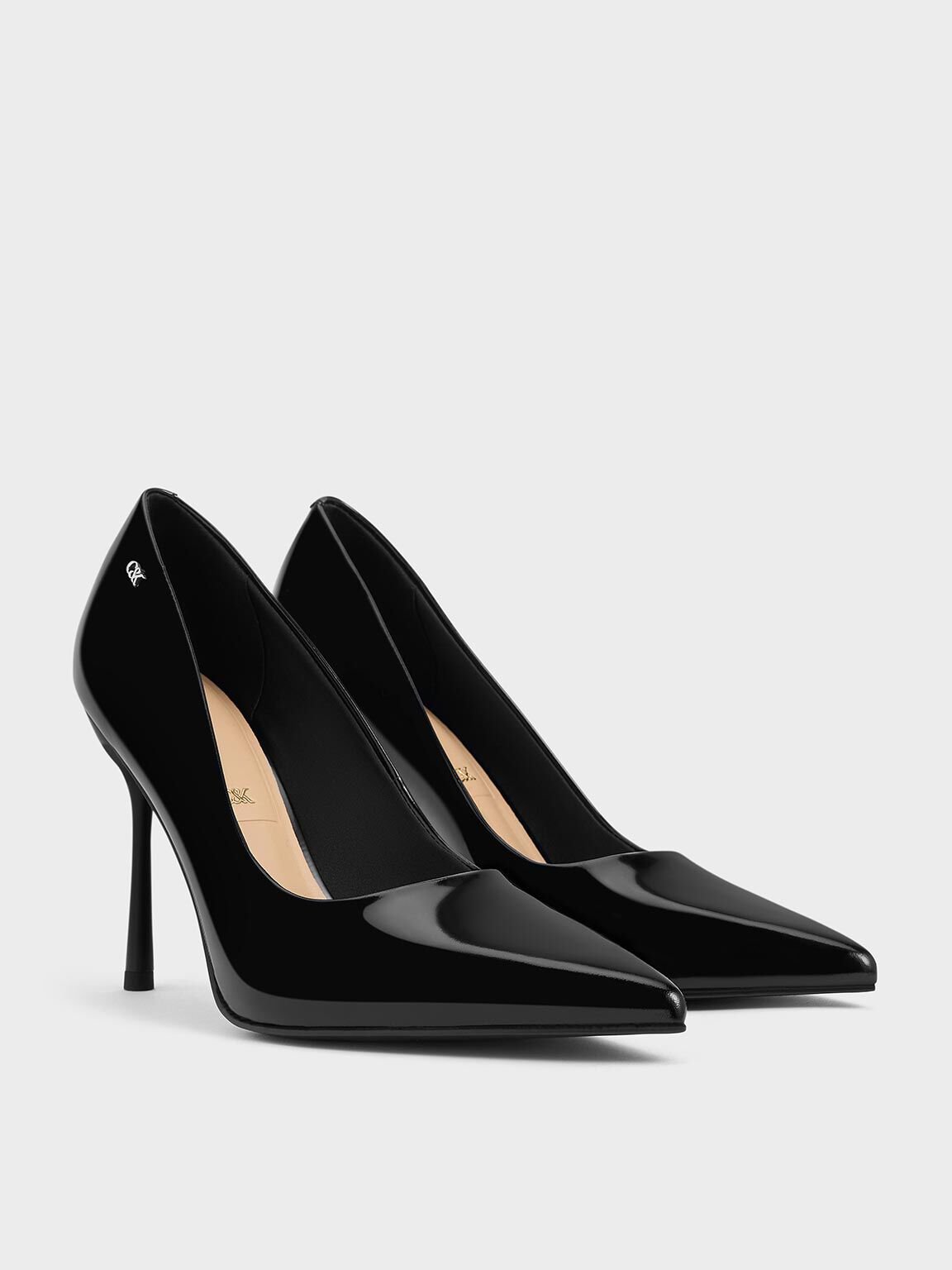 Kyra Leather Pointed-Toe Pumps, Black Box, hi-res