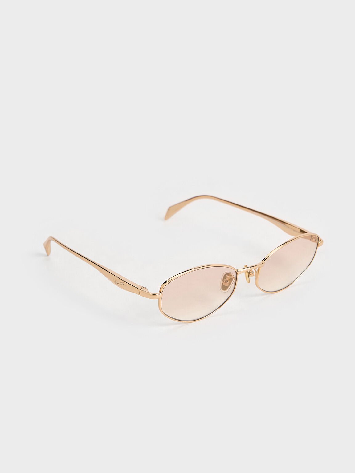 Lunettes de soleil ovales à strass, Or, hi-res