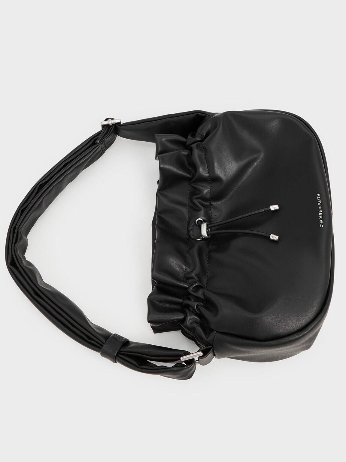 Mini Maisy Ruched Drawstring Hobo Bag, Noir, hi-res