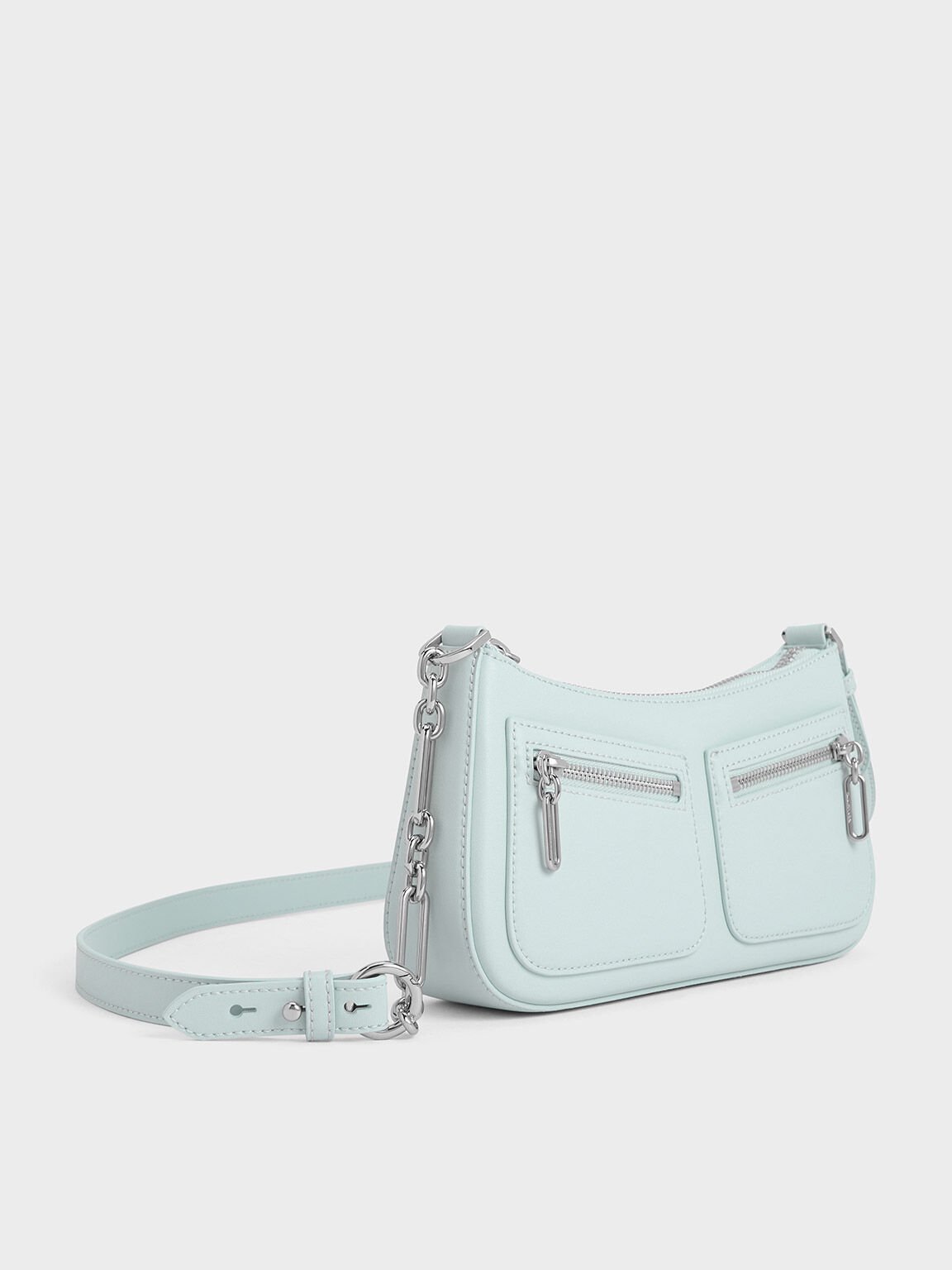 Chain-Strap Shoulder Bag, Sage Green, hi-res