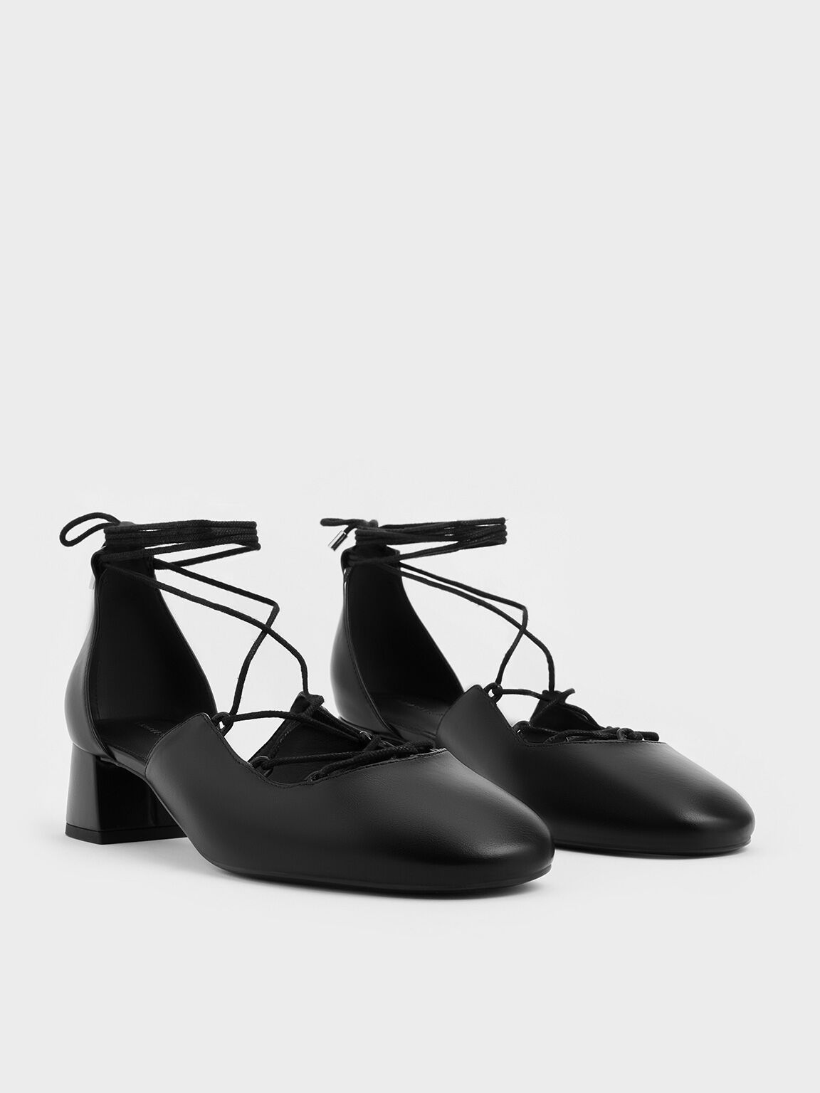 Lace-Up Tie-Around D'Orsay Pumps, Black, hi-res