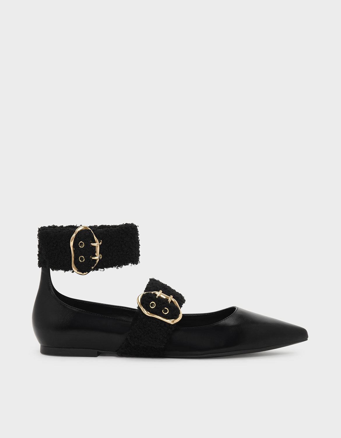 Black Ankle Strap Mary Jane Flats 