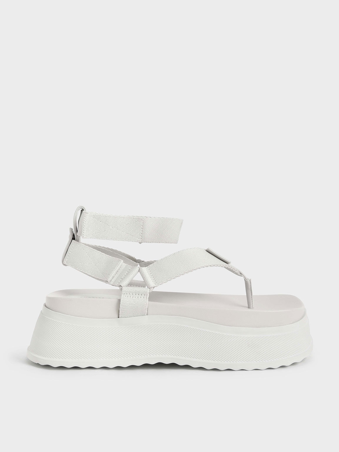 Joss Ankle-Strap Flatform Thong Sandals - Chalk