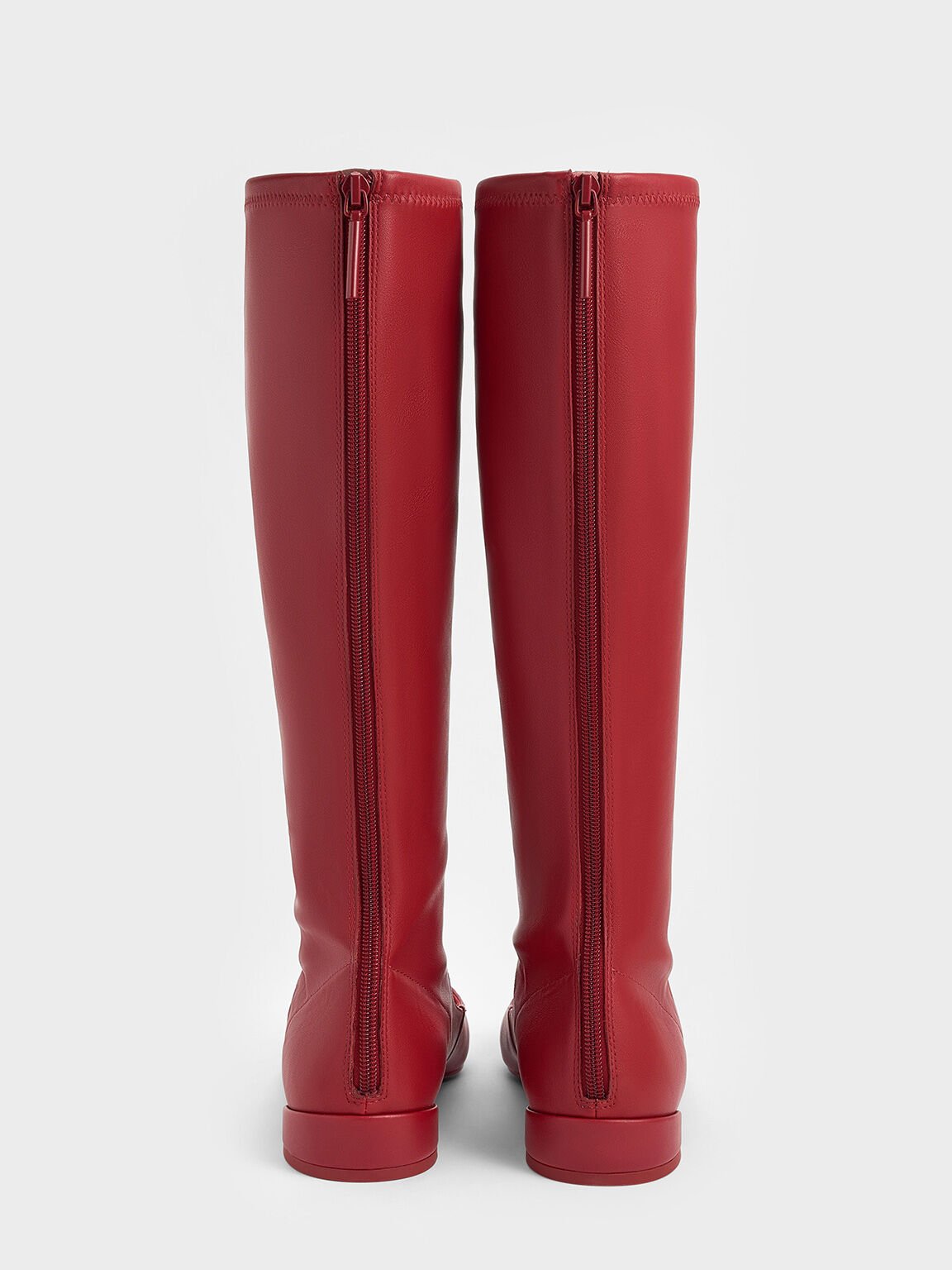 Robbie Cut-Out Pointed-Toe Knee-High Boots, Red, hi-res