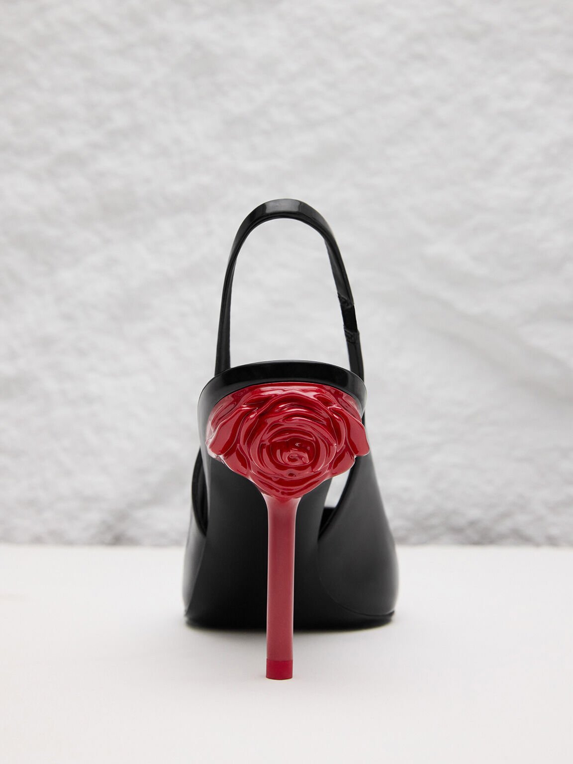 Flor Rose-Heel Slingback Pumps, Black Box, hi-res