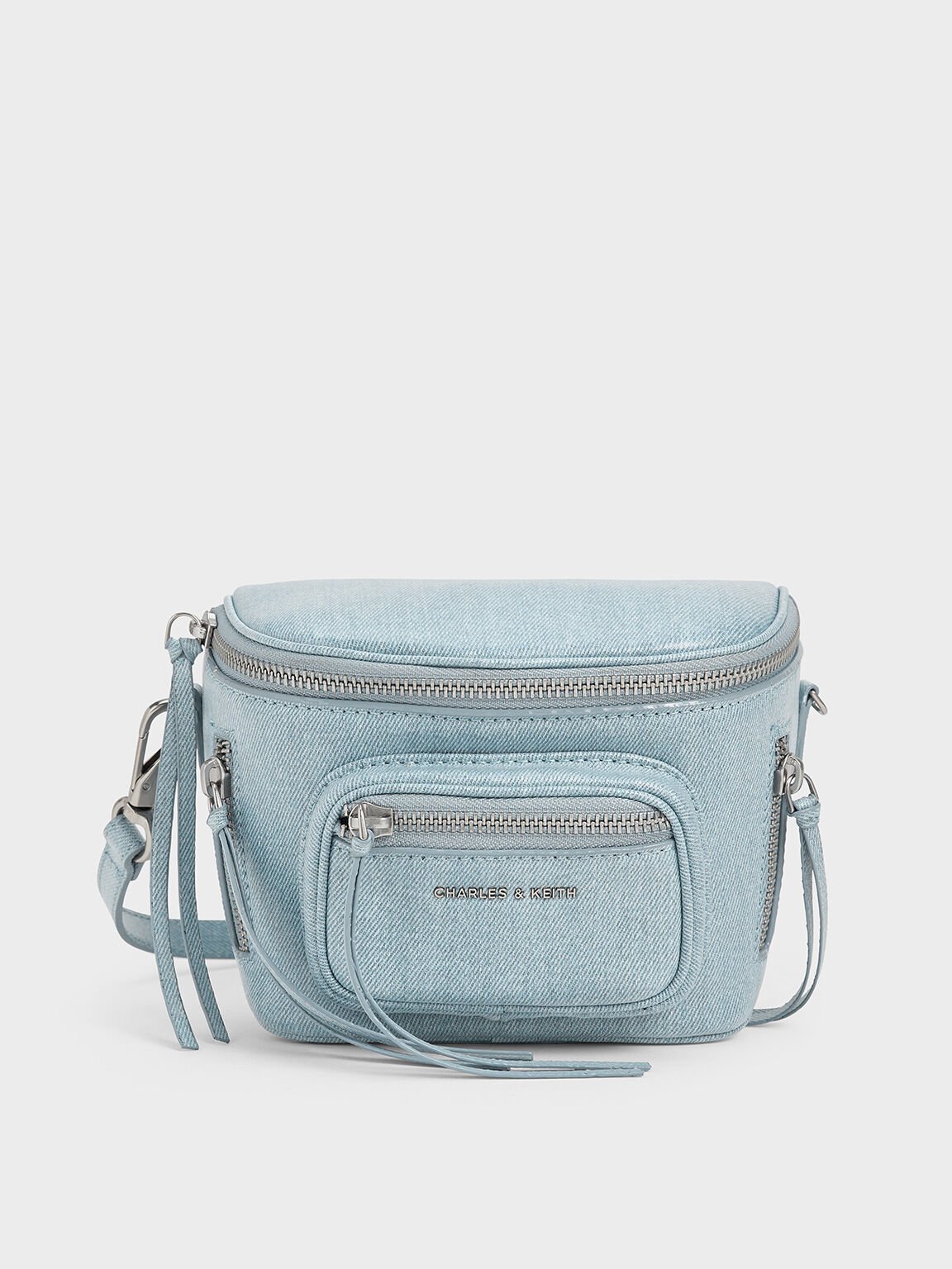 Sac bandoulière multi-poches Xylia, Bleu Denim, hi-res