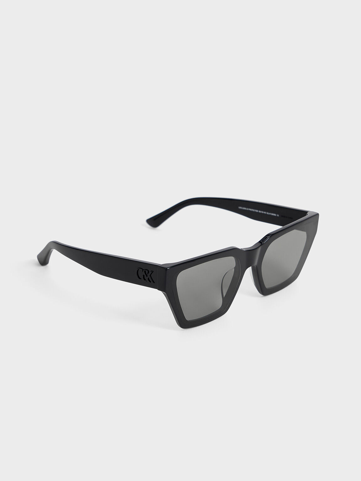 Recycled Acetate Angular Sunglasses, Jet Black, hi-res