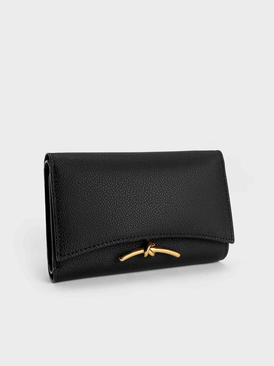 Huxley Metallic Accent Front Flap Wallet, Black, hi-res