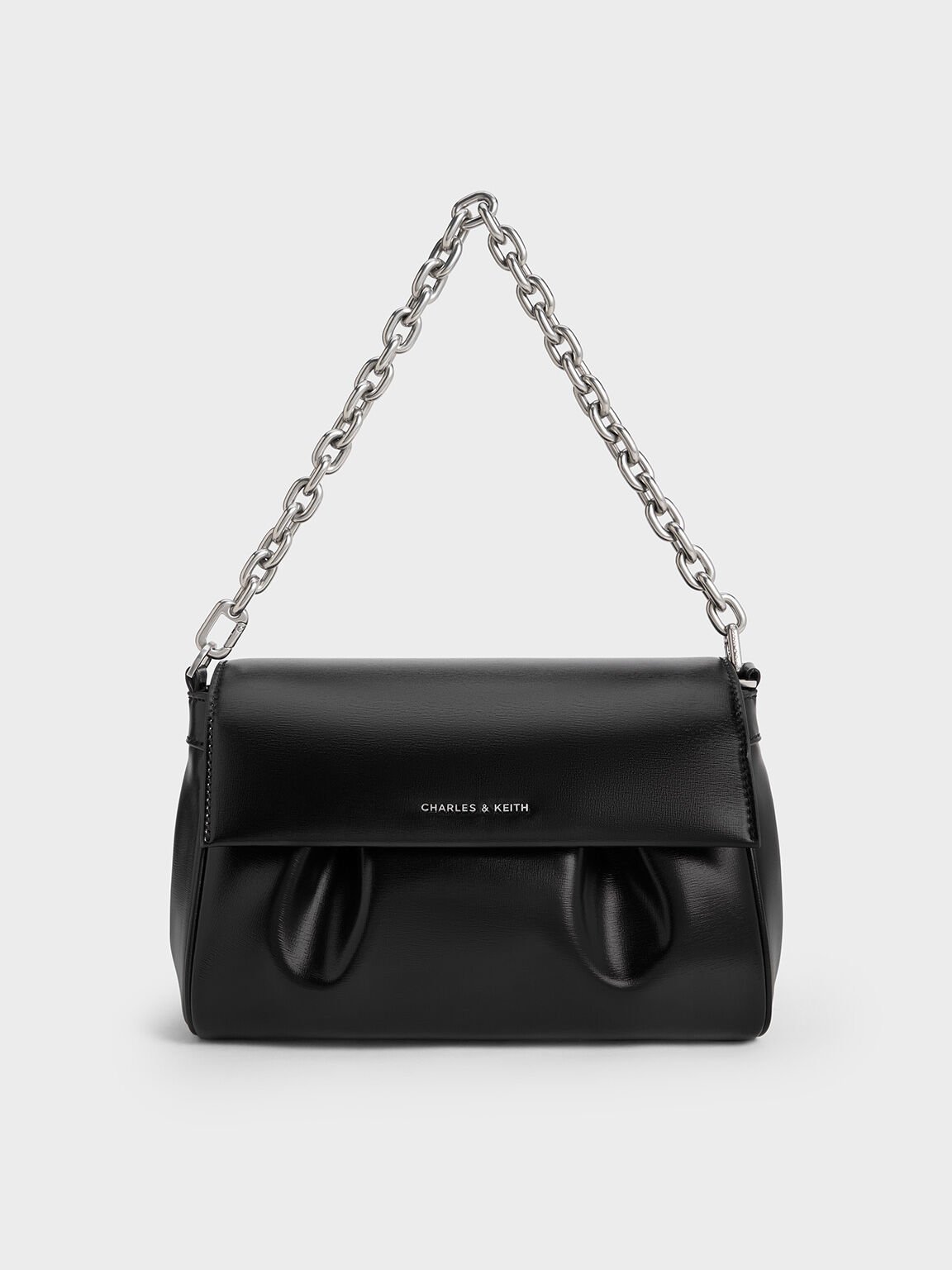 Calla Front Flap Chain-Handle Bag, Noir, hi-res