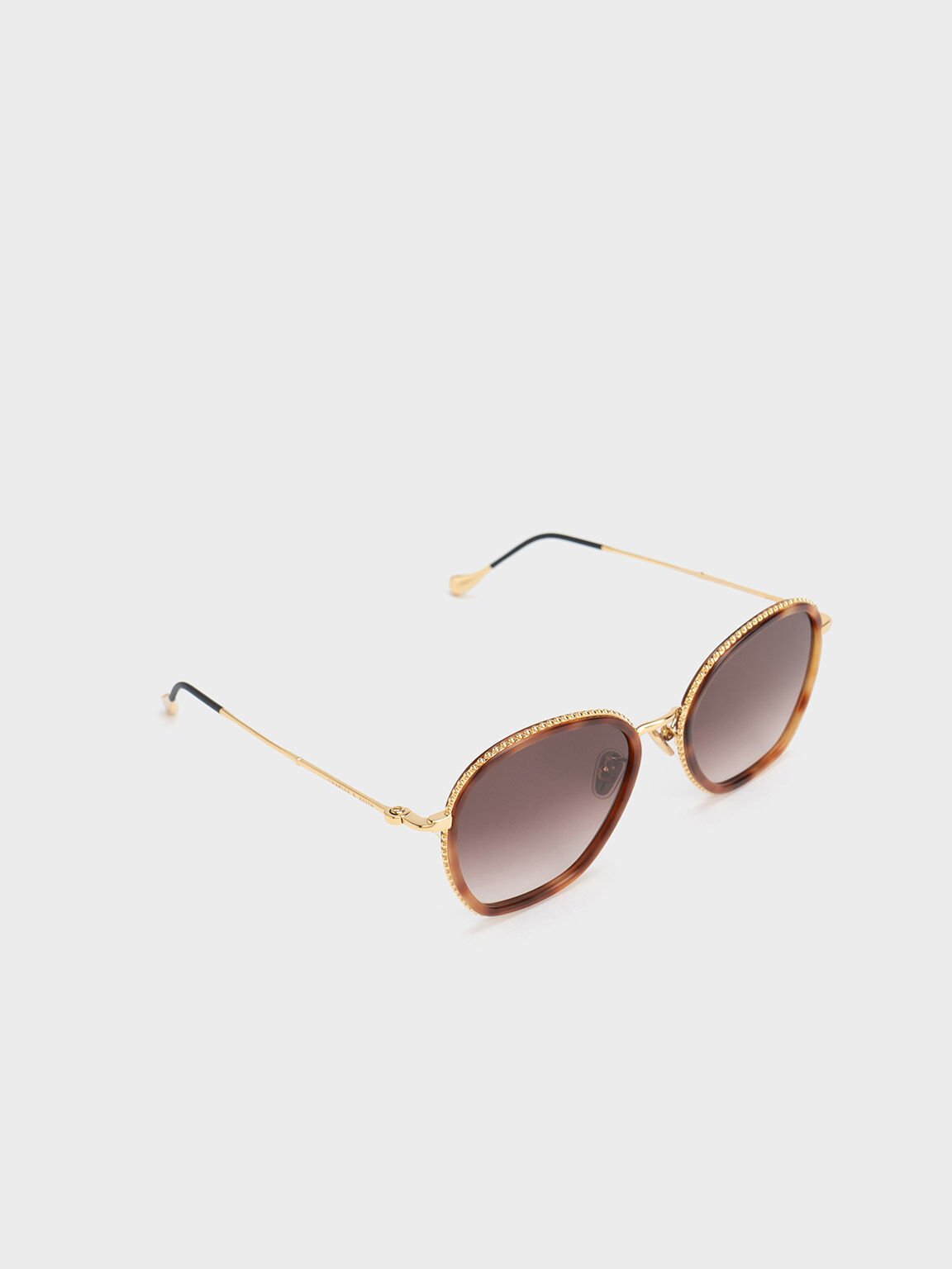 Twisted Metallic Butterfly Sunglasses, T. Shell, hi-res