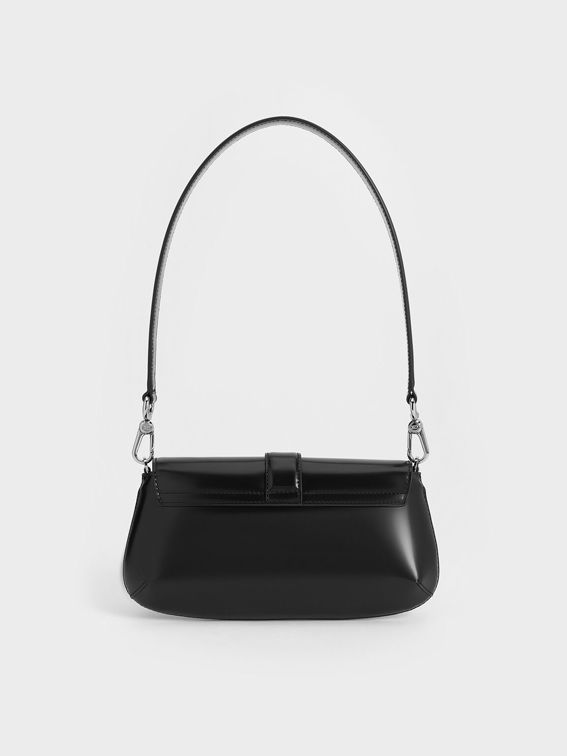 Bolso alargado Gabine de cuero, Noir, hi-res