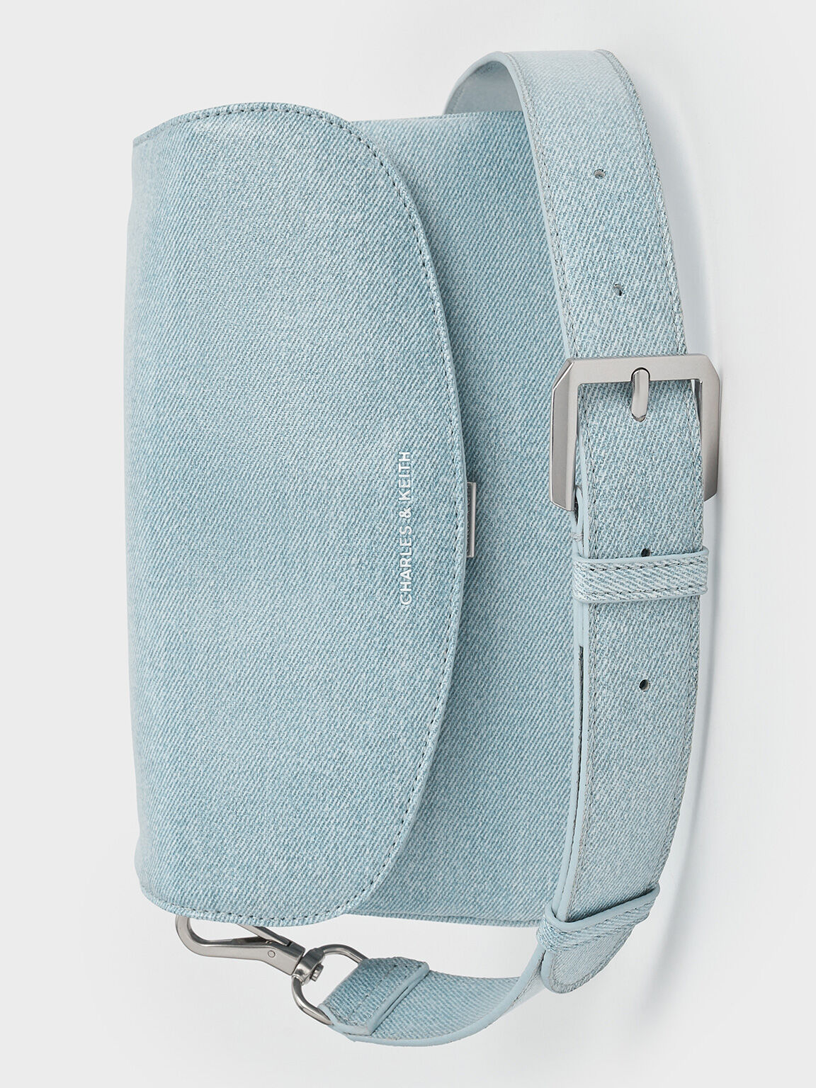 Caia Denim Front Flap Shoulder Bag, Denim Blue, hi-res