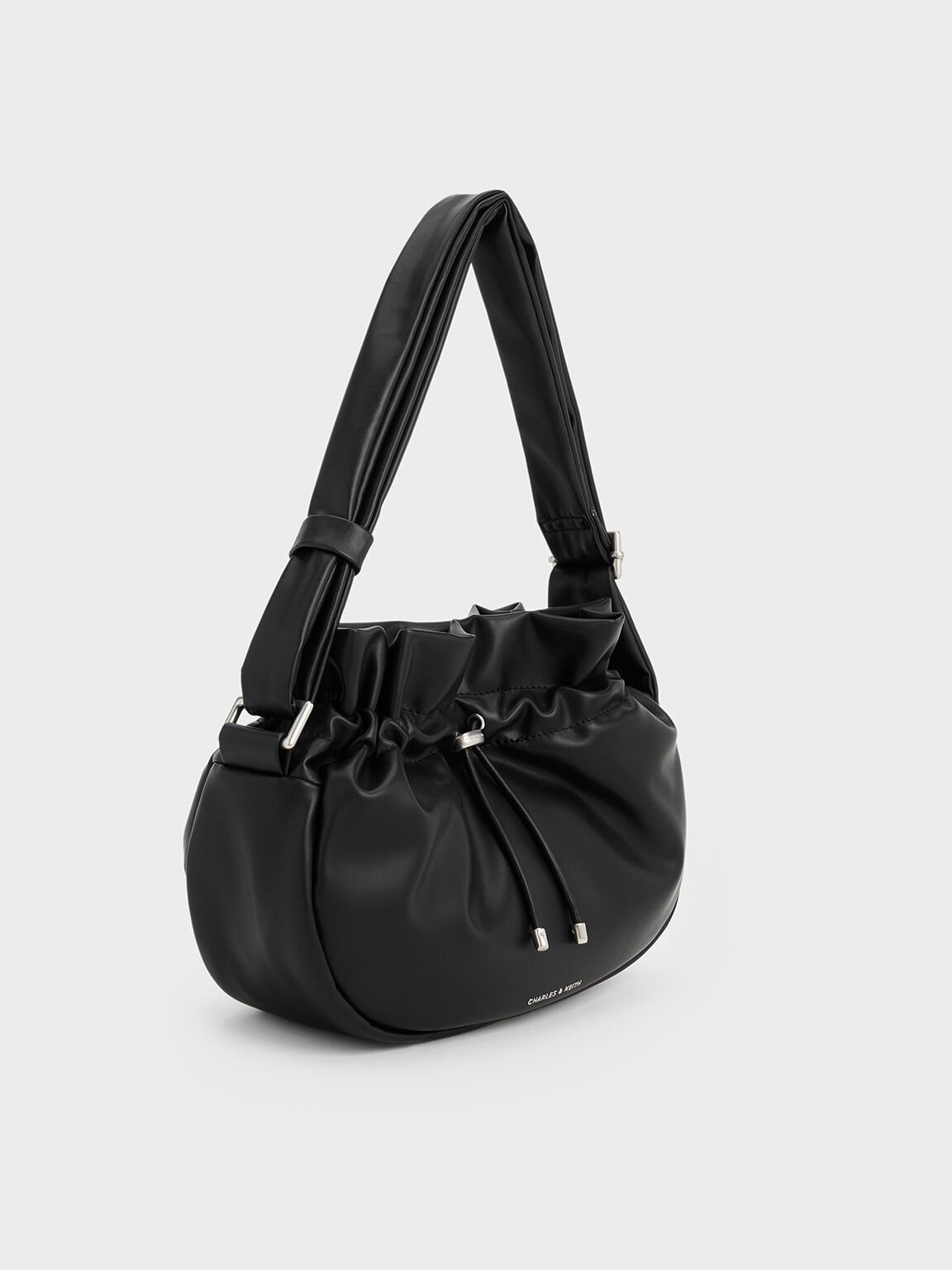 Mini sac hobo froncé Maisy, Noir, hi-res