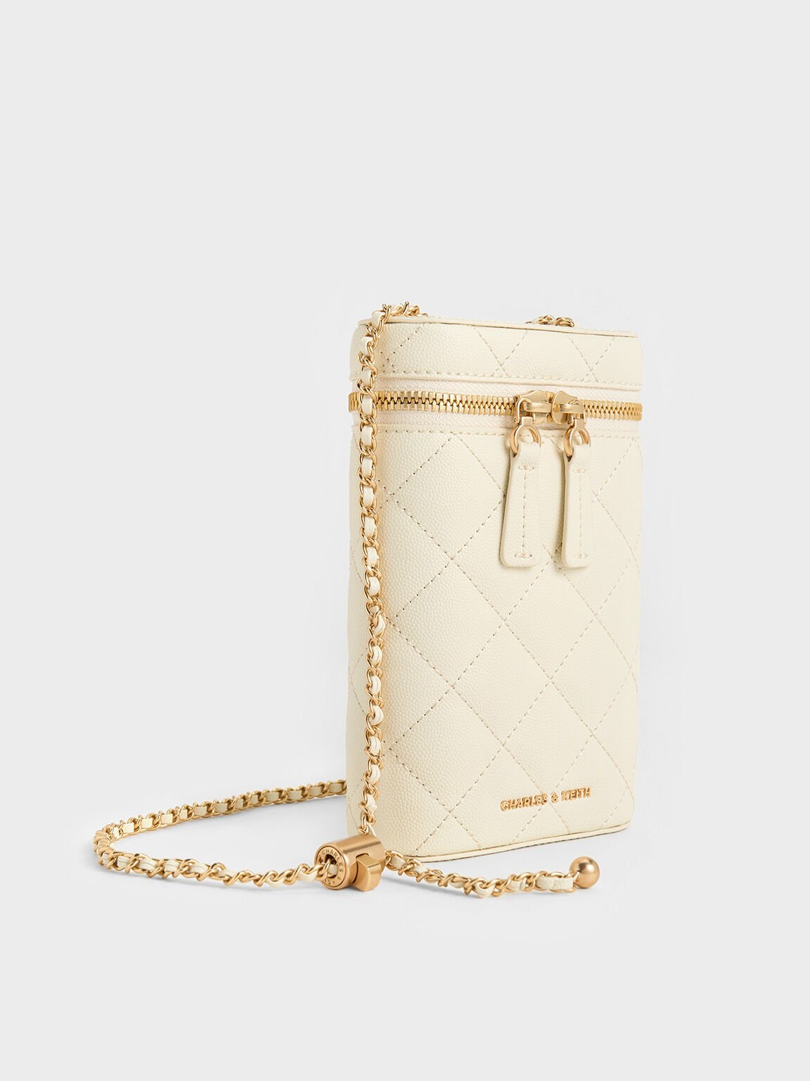 Mini Apfra Quilted Elongated Bag, Cream, hi-res