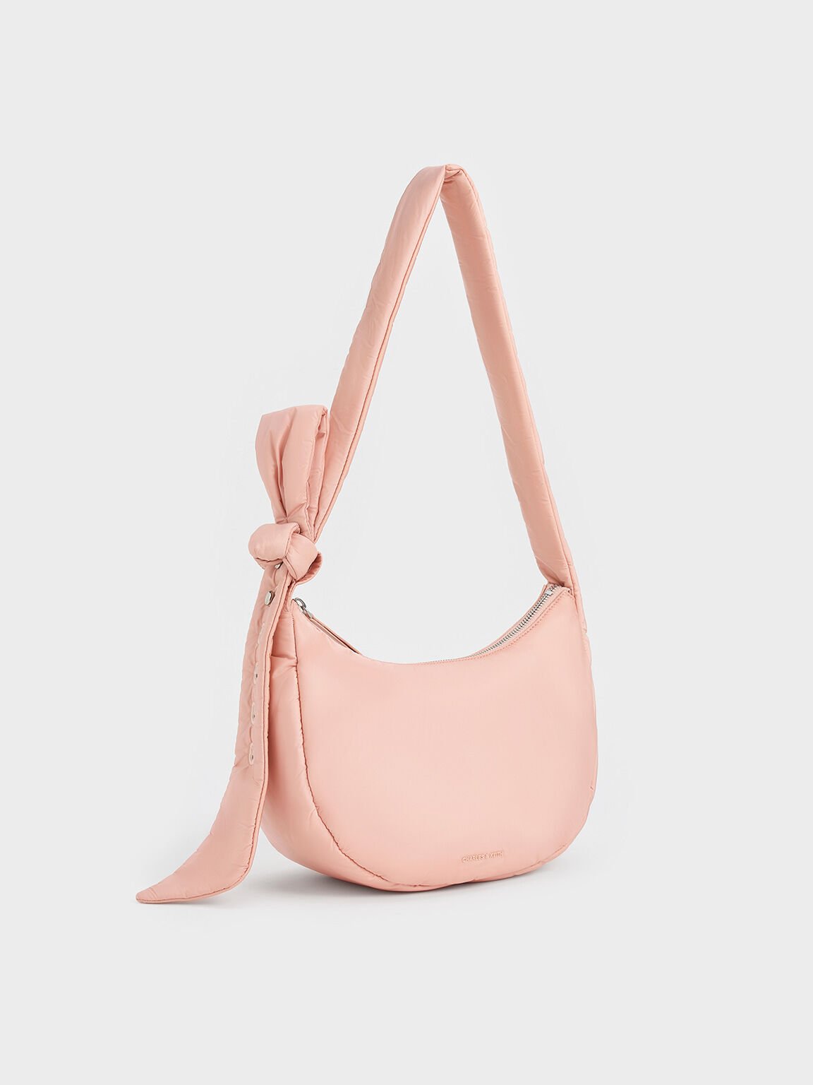 Bolso hobo Delilah de Nylon con detalles anudados, Rosa, hi-res