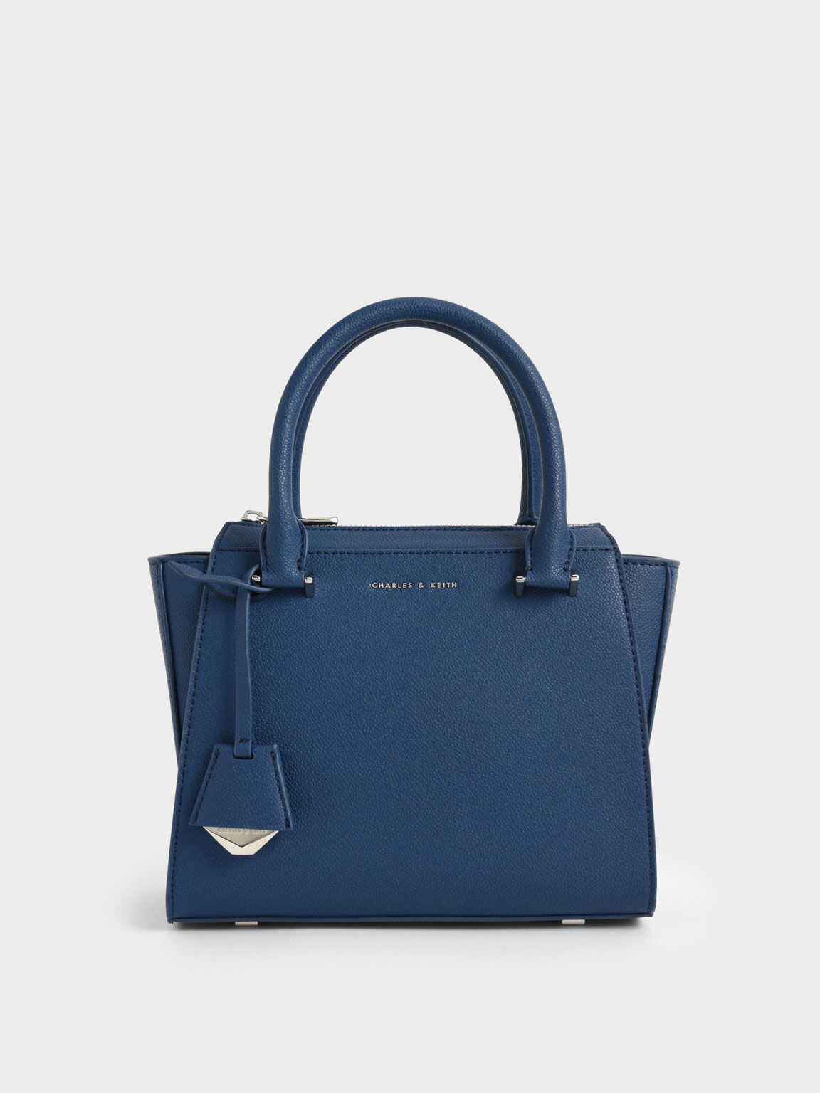 Navy Double Handle Trapeze Tote Bag - CHARLES & KEITH AT