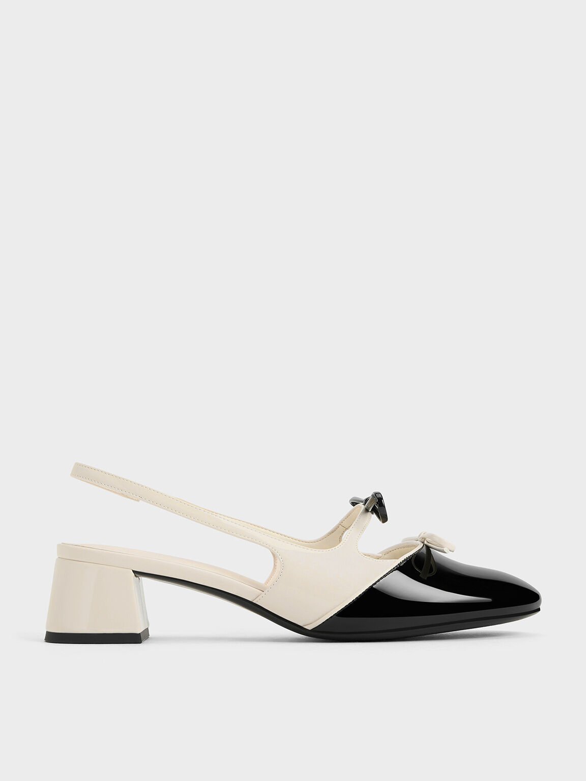 Dorri Two-Tone Double-Bow Slingback Pumps, Chalk, hi-res