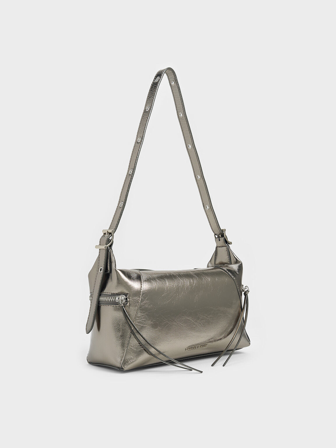 Bolso hobo Xylia metalizado, Estaño, hi-res