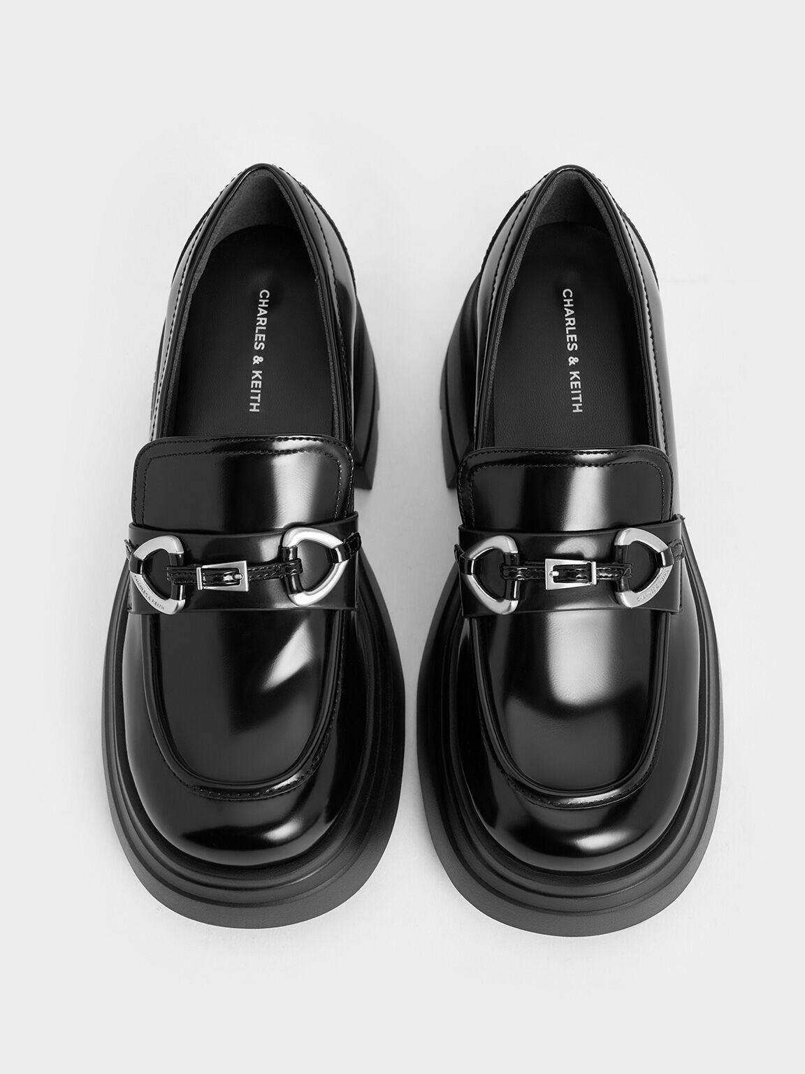 Mocassins à plateforme et détail métallique, Noir box, hi-res