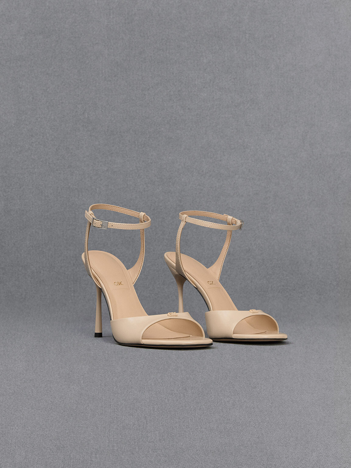 */ Lucille Nude Suede Ankle Strap Heel