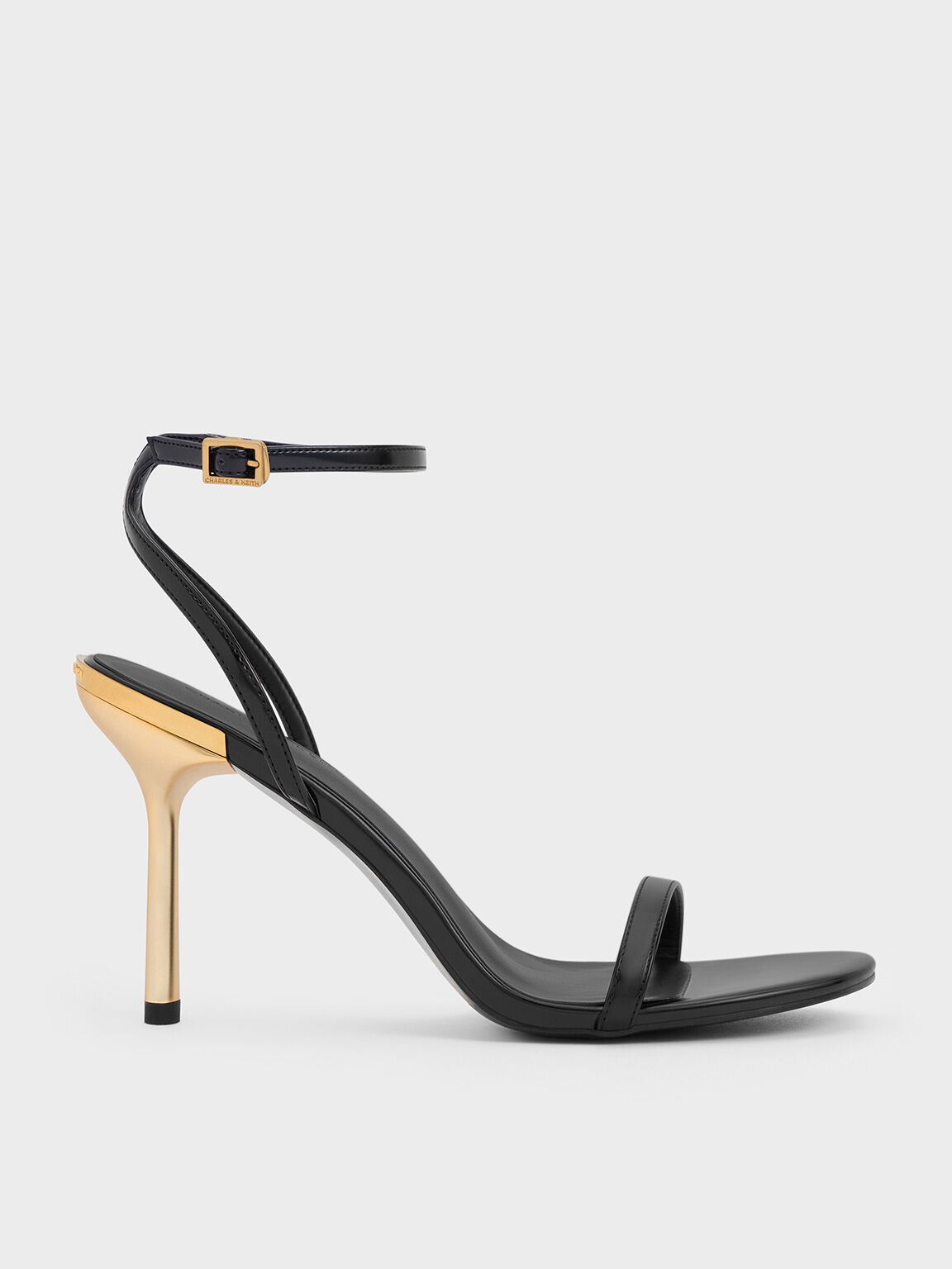 Metallic Stiletto-Heel Ankle-Strap Sandals, Black Box, hi-res